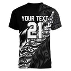 New Zealand Lawn Bowls Custom Women V-Neck T-Shirt Black Maori Warrior Tribal Silver Fern - Aussie Hoodie