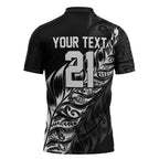 New Zealand Lawn Bowls Custom Zipper Polo Shirt Black Maori Warrior Tribal Silver Fern - Aussie Hoodie