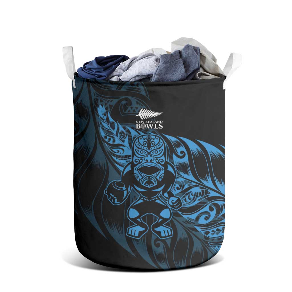 New Zealand Lawn Bowls Laundry Basket Blue Maori Warrior Tribal Silver Fern - Aussie Hoodie