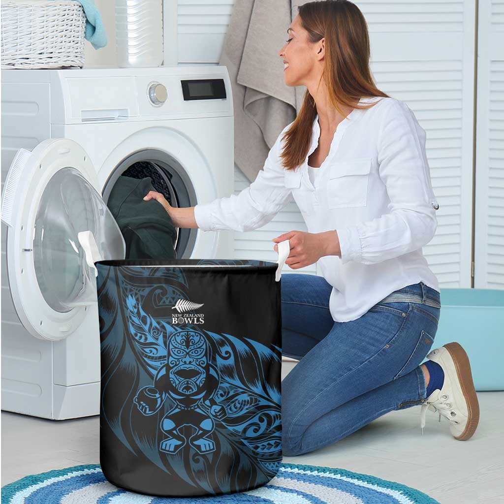 New Zealand Lawn Bowls Laundry Basket Blue Maori Warrior Tribal Silver Fern - Aussie Hoodie
