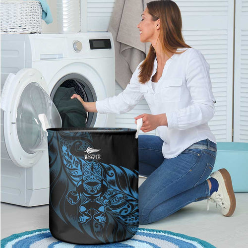 New Zealand Lawn Bowls Laundry Basket Blue Maori Warrior Tribal Silver Fern - Aussie Hoodie