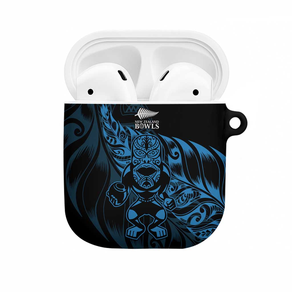 New Zealand Lawn Bowls AirPods Case Blue Maori Warrior Tribal Silver Fern - Aussie Hoodie