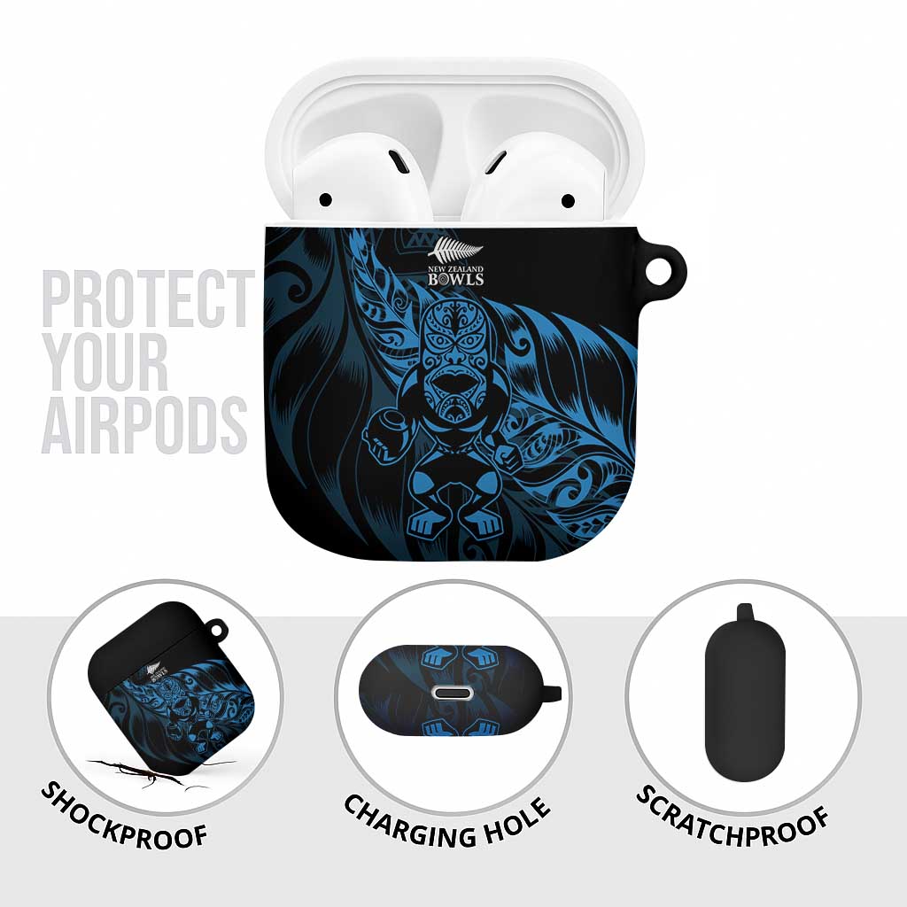 New Zealand Lawn Bowls AirPods Case Blue Maori Warrior Tribal Silver Fern - Aussie Hoodie