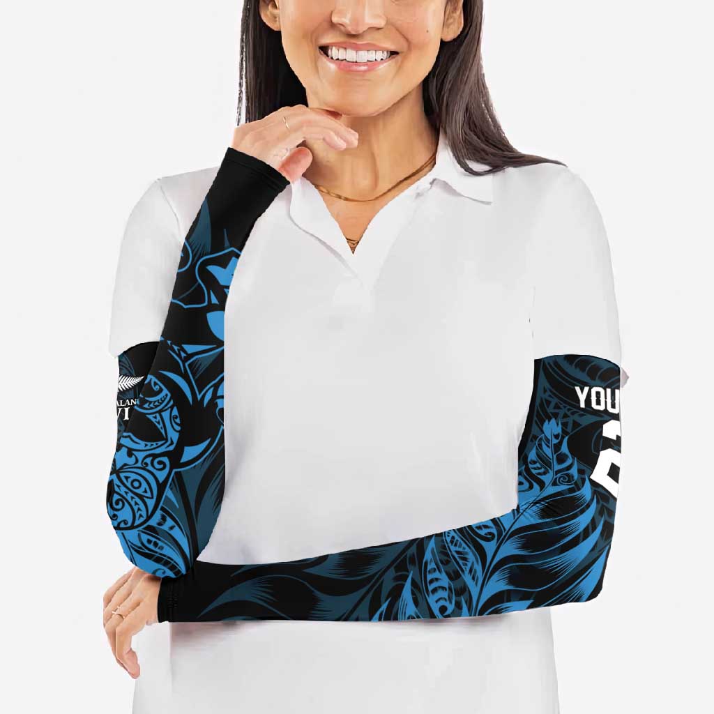 New Zealand Lawn Bowls Custom Arm Sleeves Blue Maori Warrior Tribal Silver Fern - Aussie Hoodie