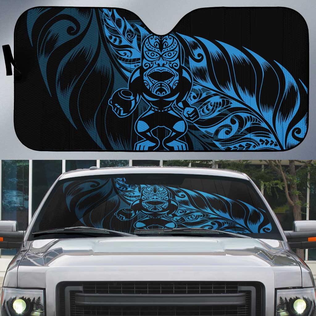 New Zealand Lawn Bowls Auto Sun Shade Blue Maori Warrior Tribal Silver Fern - Aussie Hoodie