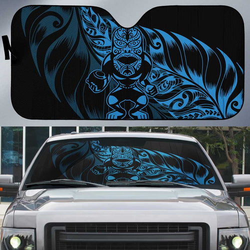 New Zealand Lawn Bowls Auto Sun Shade Blue Maori Warrior Tribal Silver Fern - Aussie Hoodie