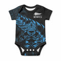 New Zealand Lawn Bowls Custom Baby Onesie Blue Maori Warrior Tribal Silver Fern