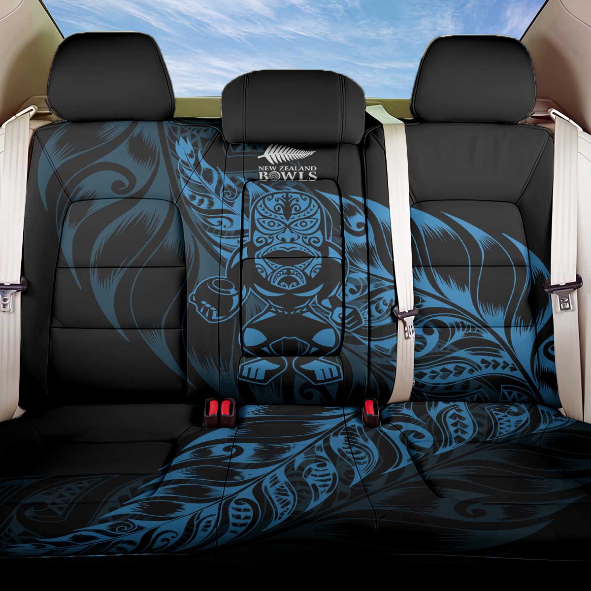 New Zealand Lawn Bowls Back Car Seat Cover Blue Maori Warrior Tribal Silver Fern - Aussie Hoodie