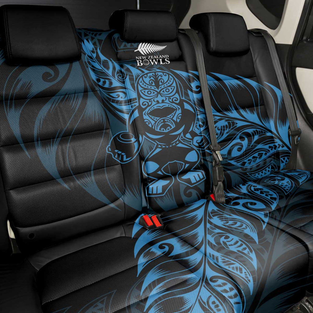 New Zealand Lawn Bowls Back Car Seat Cover Blue Maori Warrior Tribal Silver Fern - Aussie Hoodie