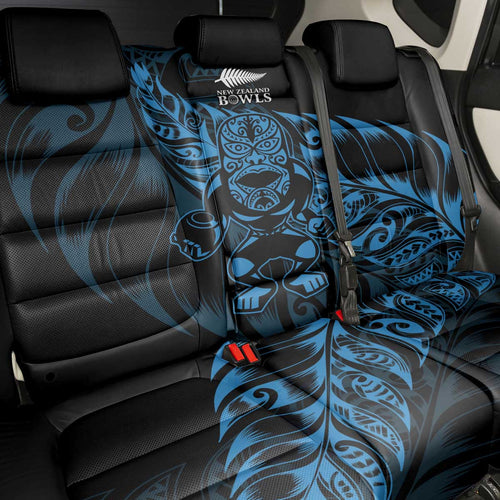 New Zealand Lawn Bowls Back Car Seat Cover Blue Maori Warrior Tribal Silver Fern - Aussie Hoodie