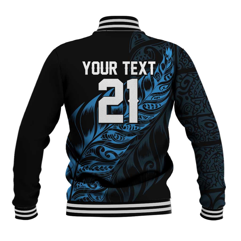 New Zealand Lawn Bowls Custom Baseball Jacket Blue Maori Warrior Tribal Silver Fern - Aussie Hoodie