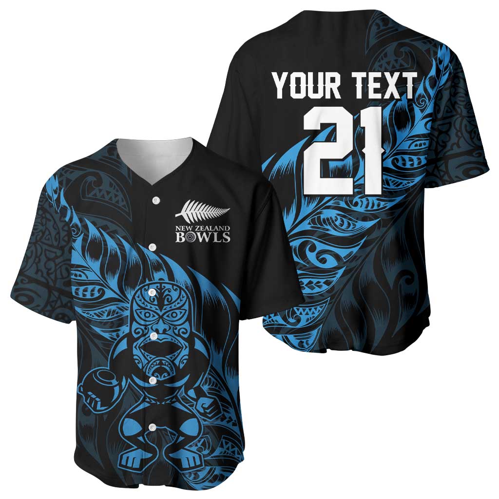New Zealand Lawn Bowls Custom Baseball Jersey Blue Maori Warrior Tribal Silver Fern - Aussie Hoodie