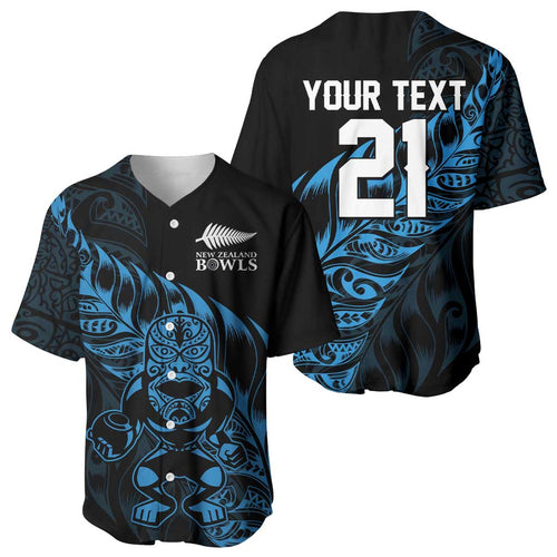 New Zealand Lawn Bowls Custom Baseball Jersey Blue Maori Warrior Tribal Silver Fern - Aussie Hoodie