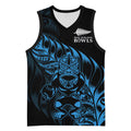 New Zealand Lawn Bowls Custom Basketball Jersey Blue Maori Warrior Tribal Silver Fern - Aussie Hoodie
