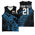 New Zealand Lawn Bowls Custom Basketball Jersey Blue Maori Warrior Tribal Silver Fern - Aussie Hoodie
