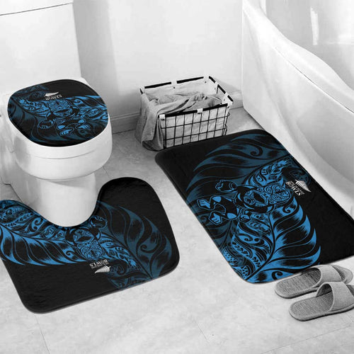 New Zealand Lawn Bowls Bathroom Set Blue Maori Warrior Tribal Silver Fern - Aussie Hoodie