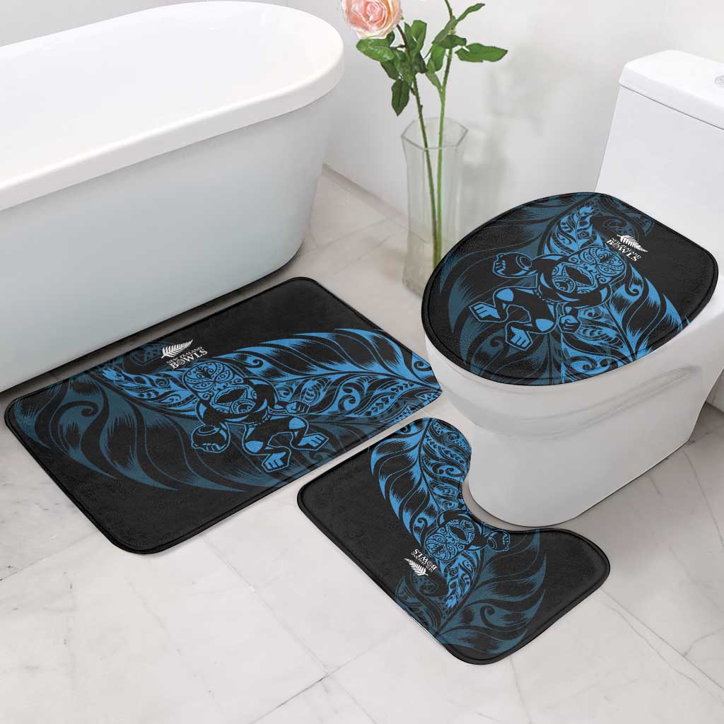 New Zealand Lawn Bowls Bathroom Set Blue Maori Warrior Tribal Silver Fern - Aussie Hoodie