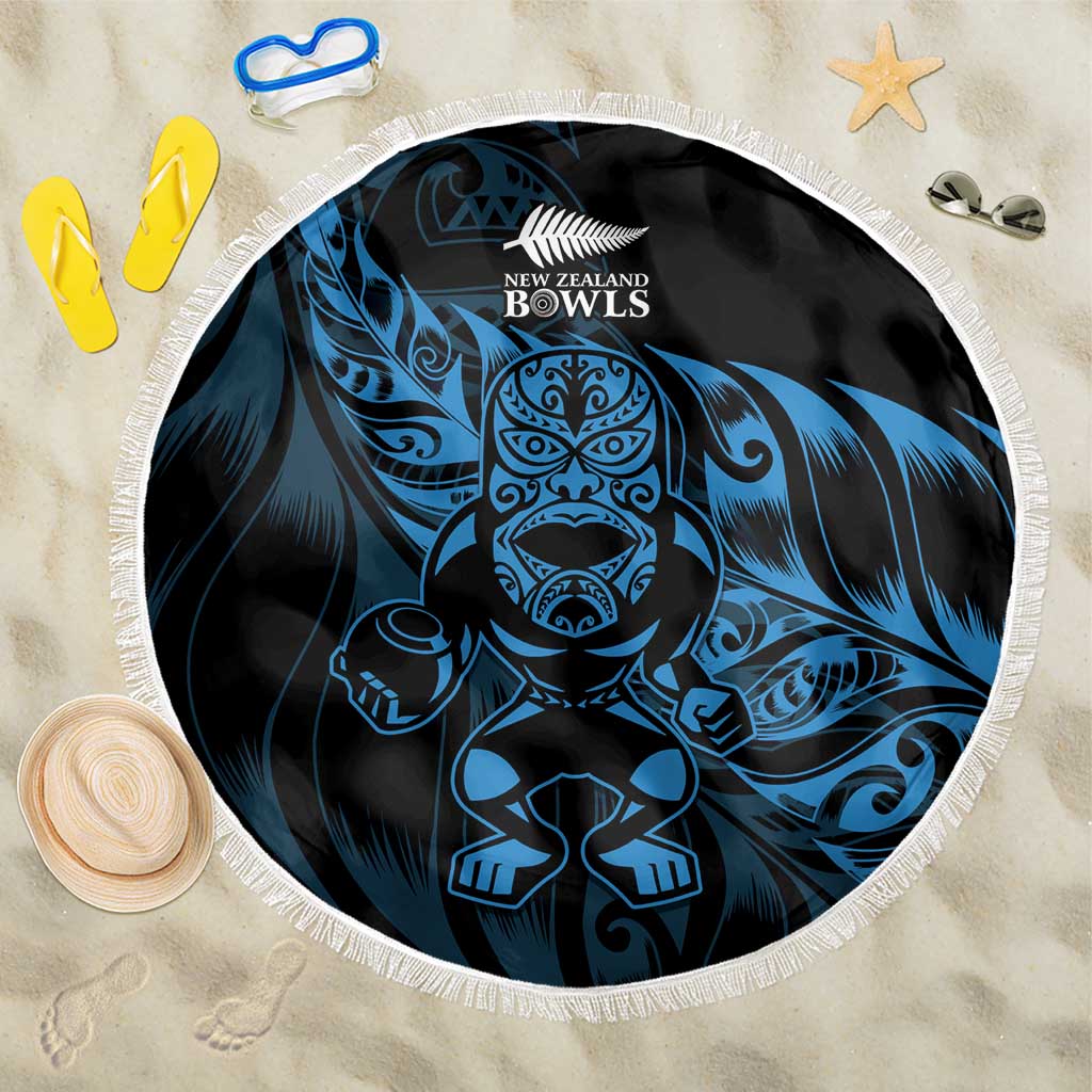 New Zealand Lawn Bowls Beach Blanket Blue Maori Warrior Tribal Silver Fern - Aussie Hoodie