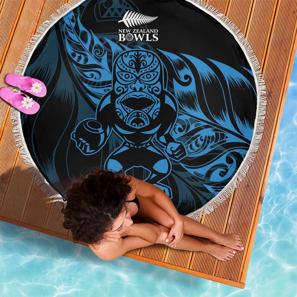 New Zealand Lawn Bowls Beach Blanket Blue Maori Warrior Tribal Silver Fern - Aussie Hoodie