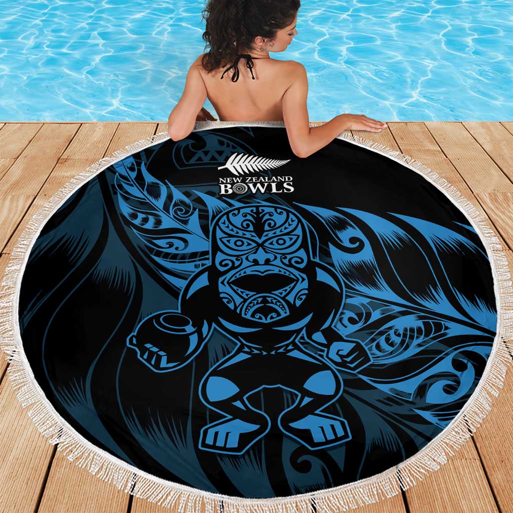 New Zealand Lawn Bowls Beach Blanket Blue Maori Warrior Tribal Silver Fern - Aussie Hoodie