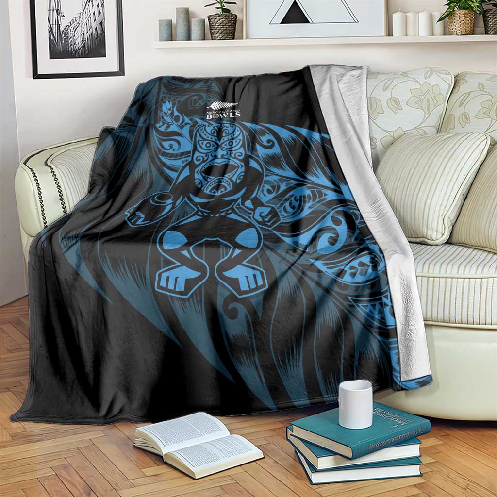 New Zealand Lawn Bowls Blanket Blue Maori Warrior Tribal Silver Fern - Aussie Hoodie