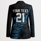 New Zealand Lawn Bowls Custom Blazer Blue Maori Warrior Tribal Silver Fern - Aussie Hoodie
