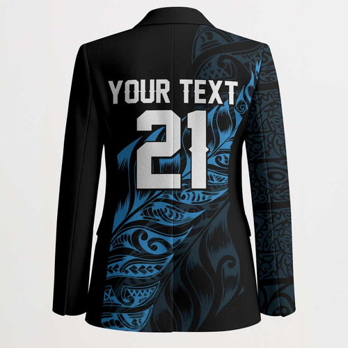 New Zealand Lawn Bowls Custom Blazer Blue Maori Warrior Tribal Silver Fern - Aussie Hoodie
