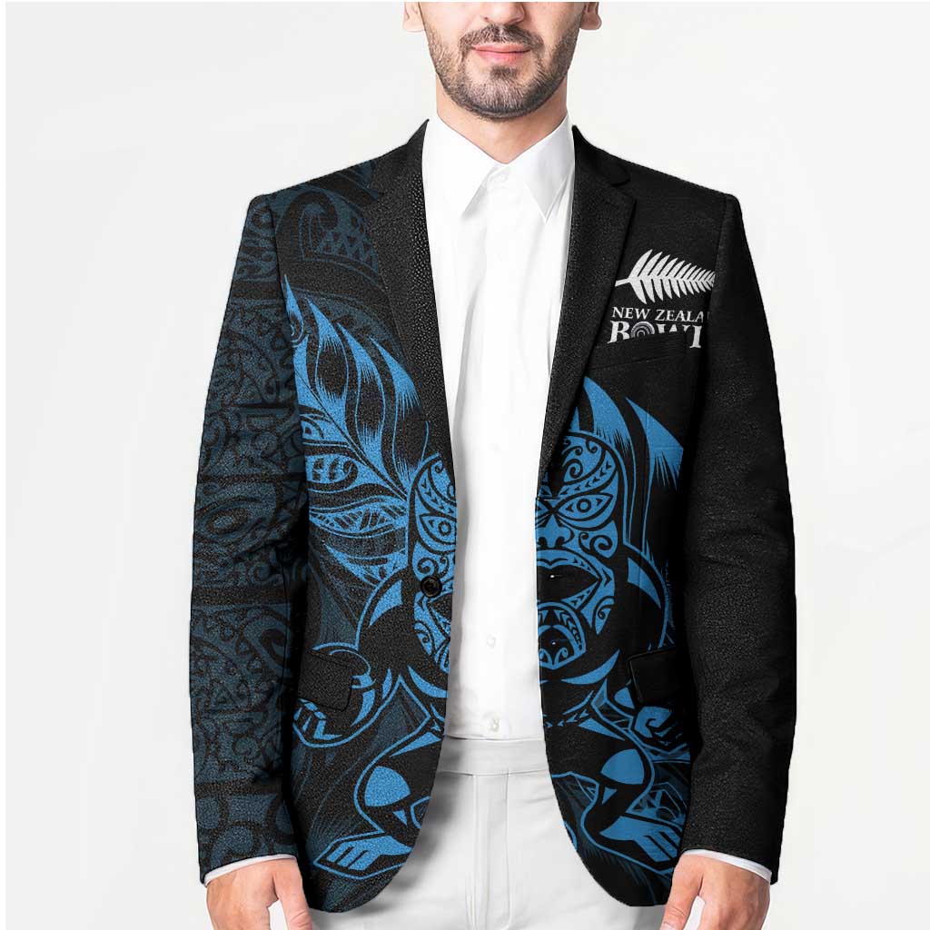 New Zealand Lawn Bowls Custom Blazer Blue Maori Warrior Tribal Silver Fern - Aussie Hoodie
