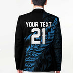 New Zealand Lawn Bowls Custom Blazer Blue Maori Warrior Tribal Silver Fern - Aussie Hoodie