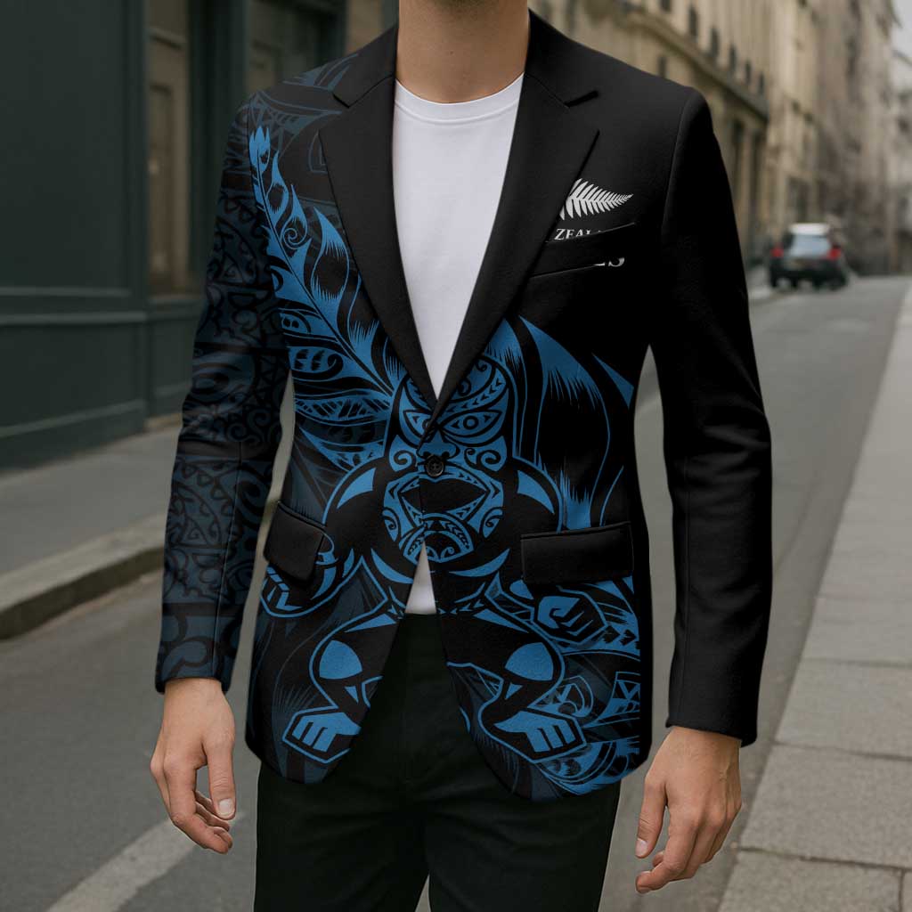 New Zealand Lawn Bowls Custom Blazer Blue Maori Warrior Tribal Silver Fern - Aussie Hoodie