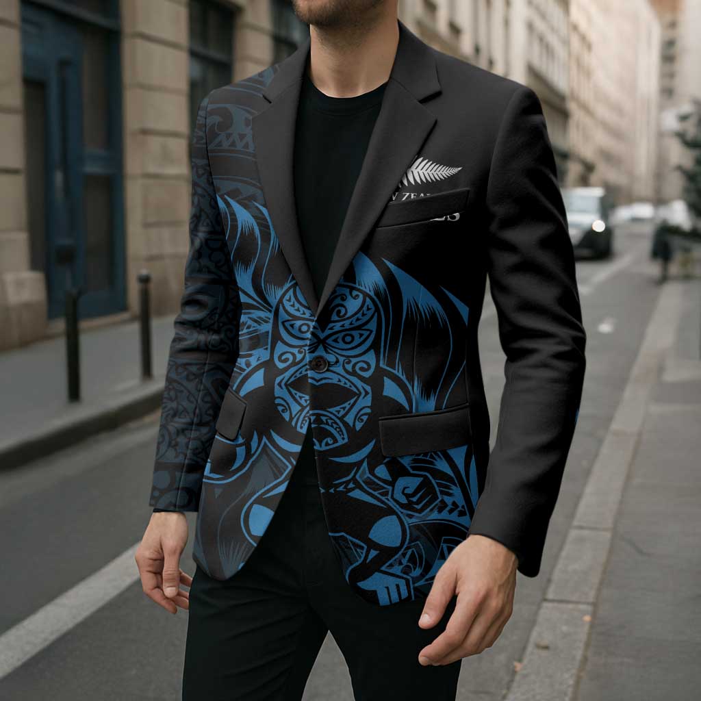 New Zealand Lawn Bowls Custom Blazer Blue Maori Warrior Tribal Silver Fern - Aussie Hoodie