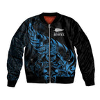 New Zealand Lawn Bowls Custom Bomber Jacket Blue Maori Warrior Tribal Silver Fern - Aussie Hoodie