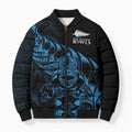 New Zealand Lawn Bowls Custom Bomber Puffer Jacket Blue Maori Warrior Tribal Silver Fern - Aussie Hoodie