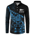 New Zealand Lawn Bowls Custom Button Sweatshirt Blue Maori Warrior Tribal Silver Fern - Aussie Hoodie