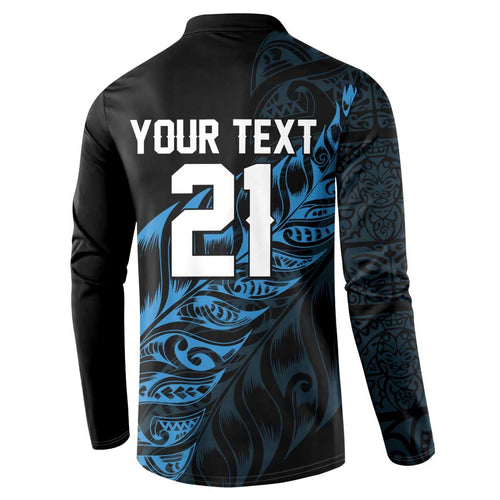 New Zealand Lawn Bowls Custom Button Sweatshirt Blue Maori Warrior Tribal Silver Fern - Aussie Hoodie