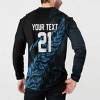 New Zealand Lawn Bowls Custom Button Sweatshirt Blue Maori Warrior Tribal Silver Fern - Aussie Hoodie