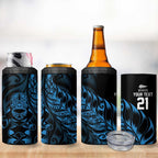 New Zealand Lawn Bowls Custom 4 in 1 Can Cooler Tumbler Blue Maori Warrior Tribal Silver Fern - Aussie Hoodie