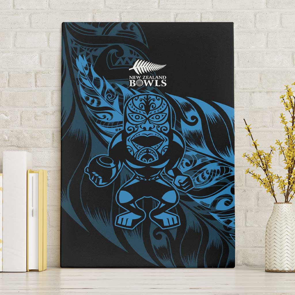 New Zealand Lawn Bowls Canvas Wall Art Blue Maori Warrior Tribal Silver Fern - Aussie Hoodie