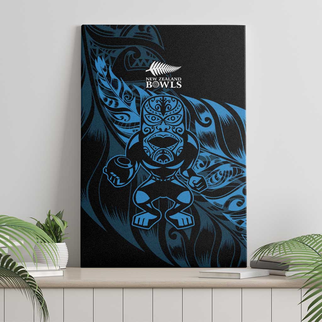 New Zealand Lawn Bowls Canvas Wall Art Blue Maori Warrior Tribal Silver Fern - Aussie Hoodie