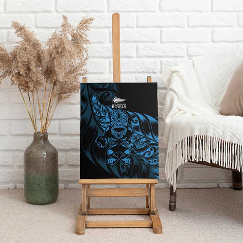 New Zealand Lawn Bowls Canvas Wall Art Blue Maori Warrior Tribal Silver Fern - Aussie Hoodie
