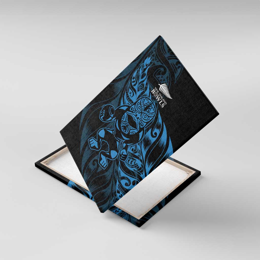 New Zealand Lawn Bowls Canvas Wall Art Blue Maori Warrior Tribal Silver Fern - Aussie Hoodie