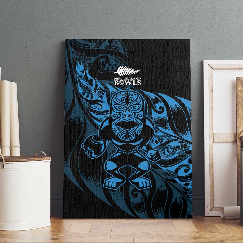 New Zealand Lawn Bowls Canvas Wall Art Blue Maori Warrior Tribal Silver Fern - Aussie Hoodie