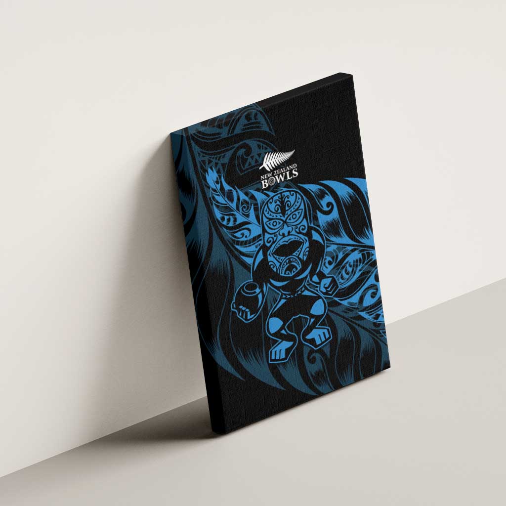 New Zealand Lawn Bowls Canvas Wall Art Blue Maori Warrior Tribal Silver Fern - Aussie Hoodie