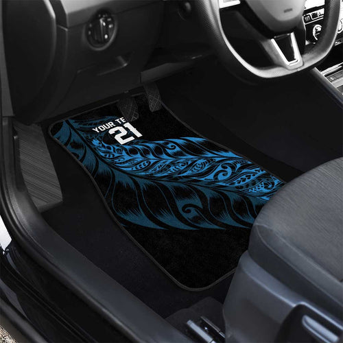 New Zealand Lawn Bowls Custom Car Mats Blue Maori Warrior Tribal Silver Fern - Aussie Hoodie