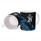 New Zealand Lawn Bowls Custom Ceramic Mug Blue Maori Warrior Tribal Silver Fern - Aussie Hoodie
