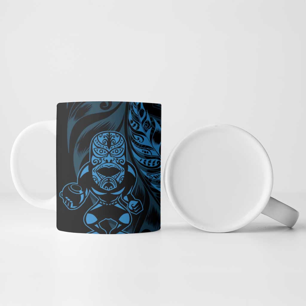 New Zealand Lawn Bowls Custom Ceramic Mug Blue Maori Warrior Tribal Silver Fern - Aussie Hoodie