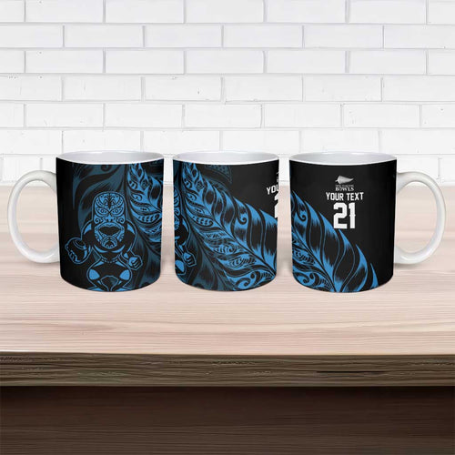 New Zealand Lawn Bowls Custom Ceramic Mug Blue Maori Warrior Tribal Silver Fern - Aussie Hoodie