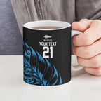 New Zealand Lawn Bowls Custom Ceramic Mug Blue Maori Warrior Tribal Silver Fern - Aussie Hoodie