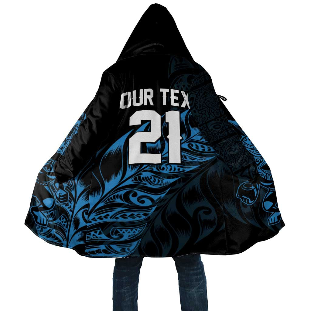 New Zealand Lawn Bowls Custom Cloak Blue Maori Warrior Tribal Silver Fern - Aussie Hoodie