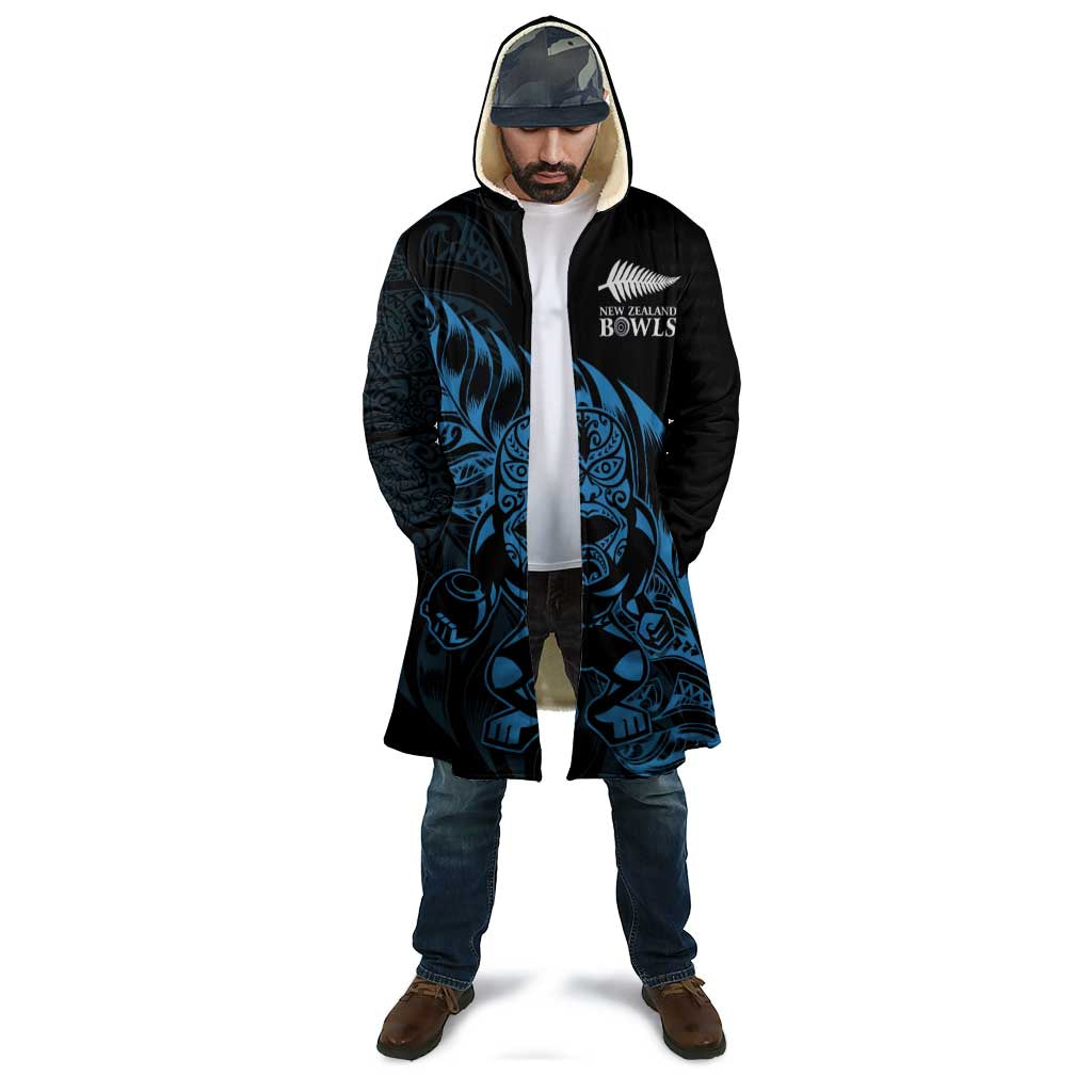 New Zealand Lawn Bowls Custom Cloak Blue Maori Warrior Tribal Silver Fern - Aussie Hoodie